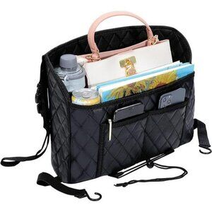 Purse Holder for Car Net Pocket Handbag Holder, (Leather Black)